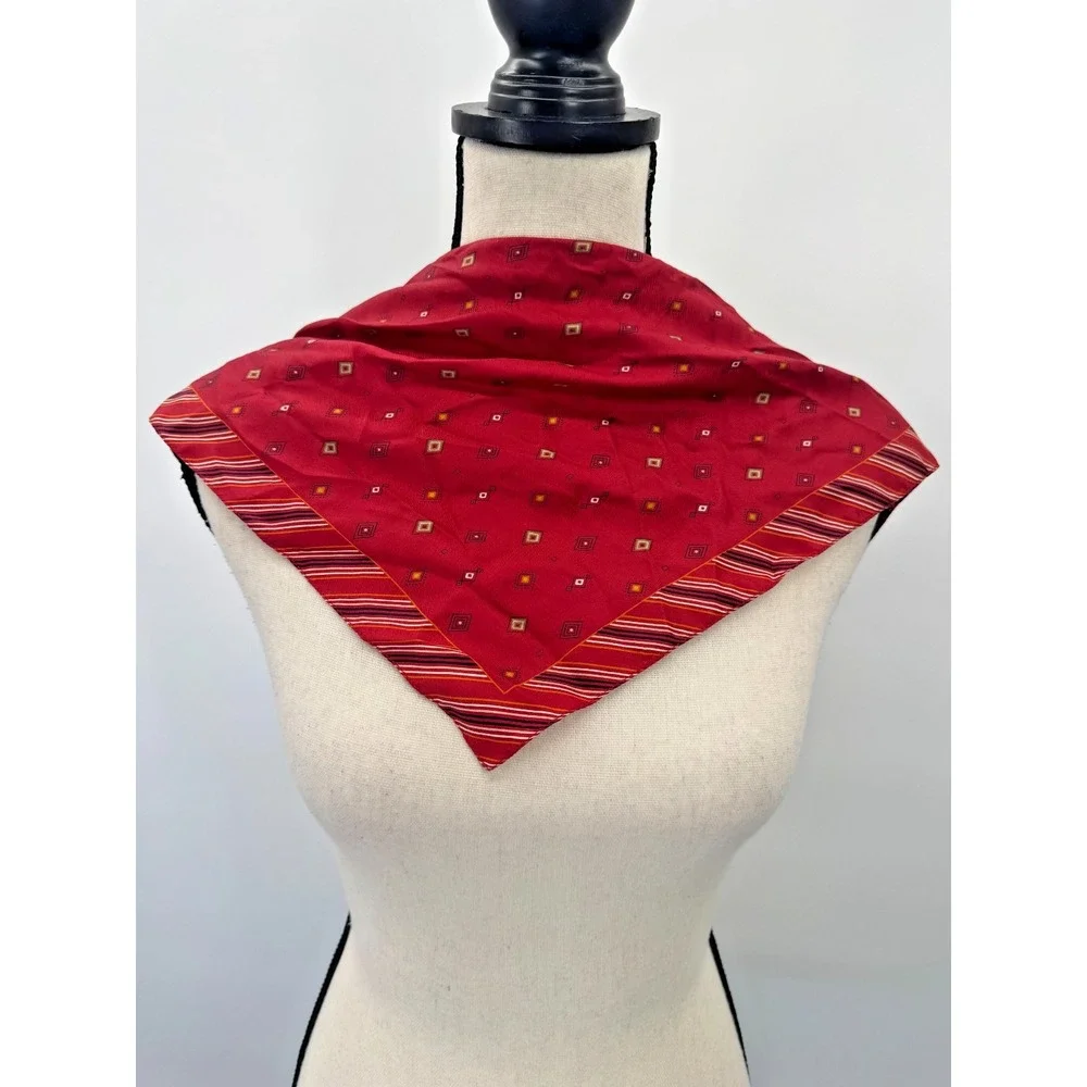 Gap Silk Square Scarf Neck Wrap Small Striped Geometric Heritage 19.5x20 Italy